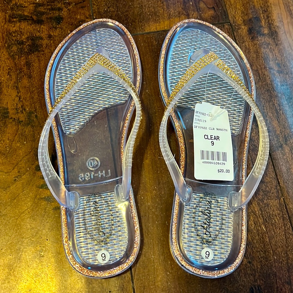 NWT Rhinestone Flip Flops